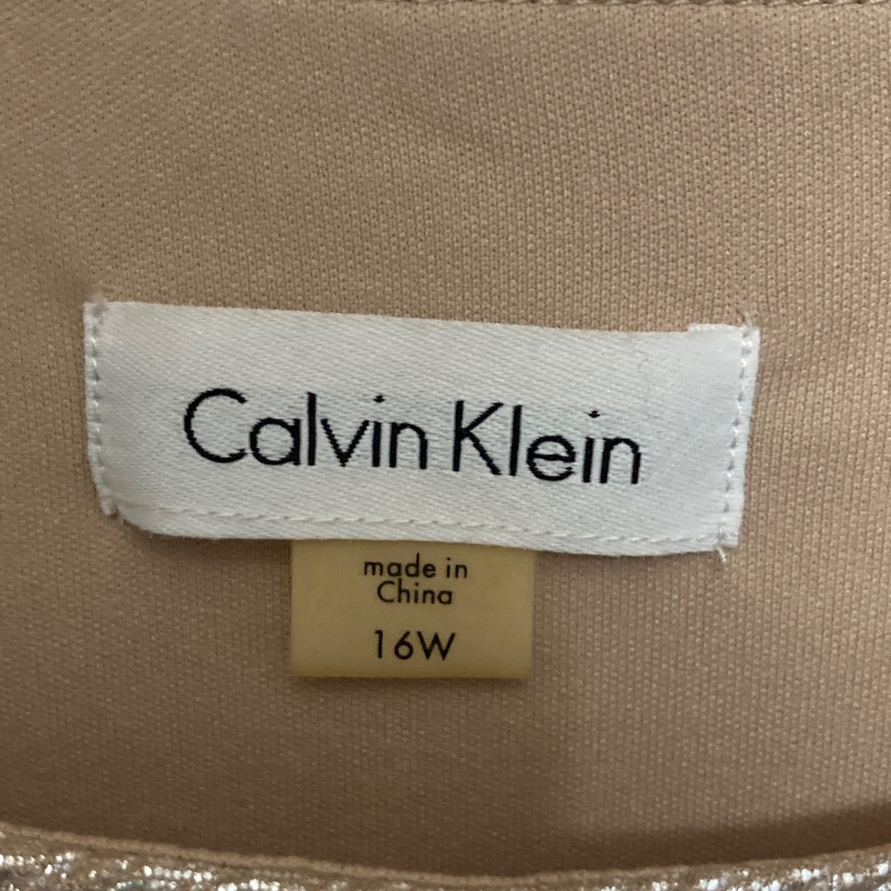 Calvin Klein Shimmering Metallic Gold Sleeveless Sheath Dress, Plus Size 16, 16W - Picture 7 of 14
